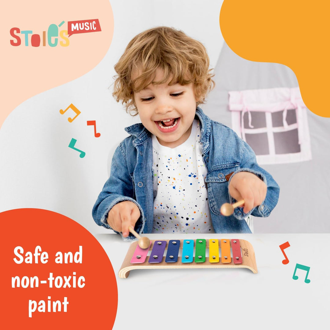 Stoie's 8 Fliesen Regenbogenfarben C-Key Xylofon Klavier Keyboard Spielzeug für Kinder Kleinkinder m