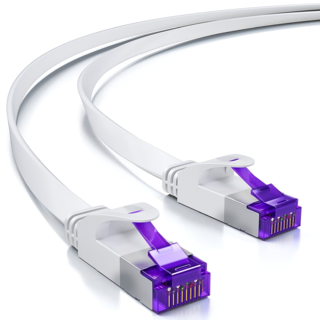 deleyCON 30m Flaches Cat7 Netzwerkkabel (Cat 7 mit 10 Gbit/s) Gigabit LAN - RJ45 Ethernet Patchkabel