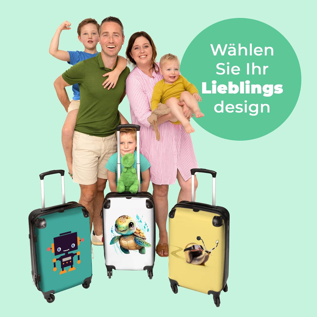 NoBoringSuitcases.com® Kinder Reisekoffer Cabin Bag Grosser Koffer mit Rollen Geschenke - Schildkröt