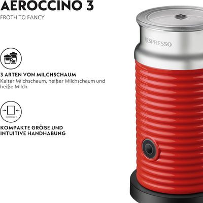 NESPRESSO Aeroccino3 Milchaufschäumer, Elektrischer Milchaufschäumer für 120 ml cremigen Milchschaum