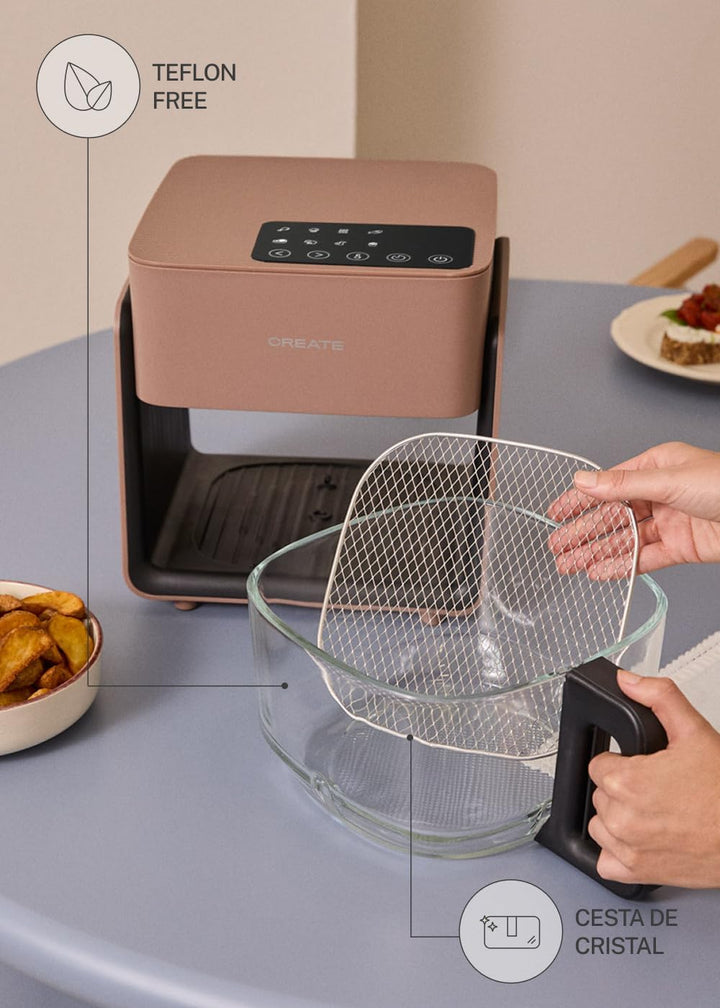 CREATE/AIR FRYER MIST/Ölfreie Heissluftfritteuse 4.2 L ohne Wasserdampfgarer Mokka/Fassungsvermögen