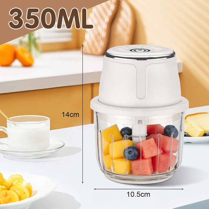 Zwiebel Zerkleinerer 350 ml, Elektrischer Küchenzerkleinerer, USB-C aufladbar, 6 Edelstahlklingen, t