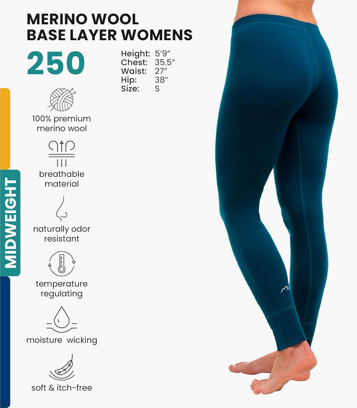 Merino Wolle Thermounterwäsche Damen - Merino Unterhose Damen Merino Leggings + Wollsocken XS 250 De