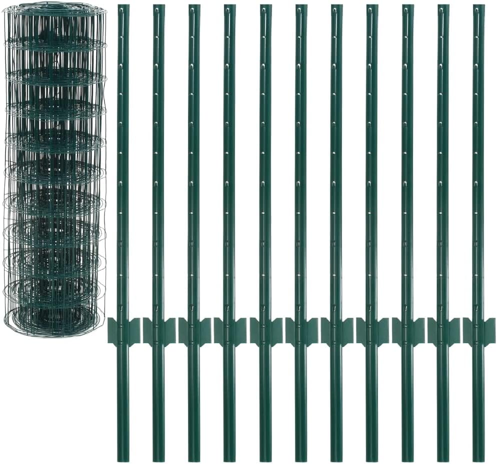 HOMIUSE Metallzaun Stahl 20x0,8 m Grün Gartenzaun Metall Drahtgitter Gartenzaun Sichtschutz Gitterza