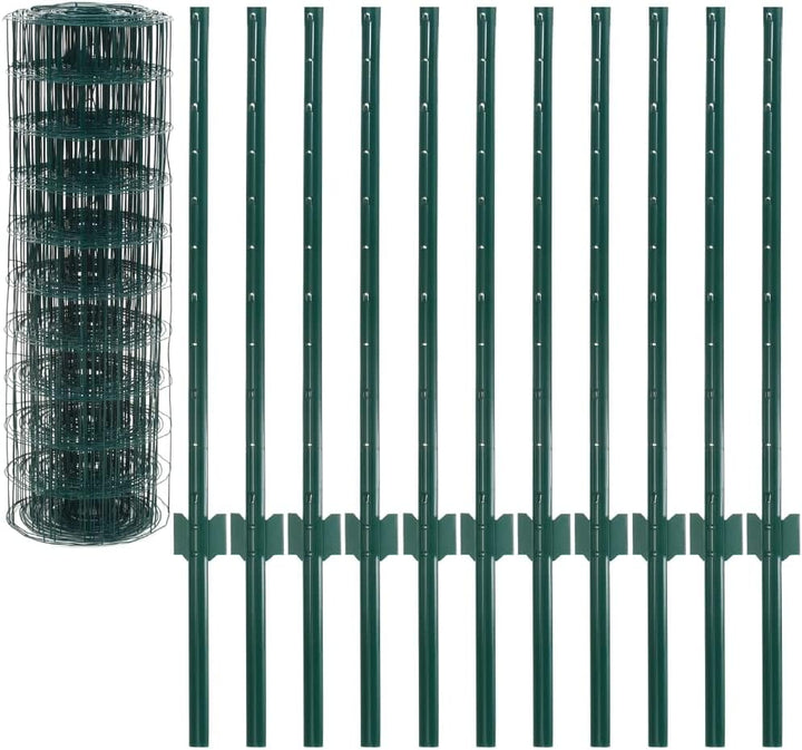 HOMIUSE Metallzaun Stahl 20x0,8 m Grün Gartenzaun Metall Drahtgitter Gartenzaun Sichtschutz Gitterza