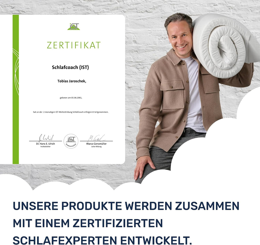 Dailydream Topper 140x200cm aus Memory Foam, 7 cm hoch | Edition Clean Ocean, H1/2, Matratzentopper
