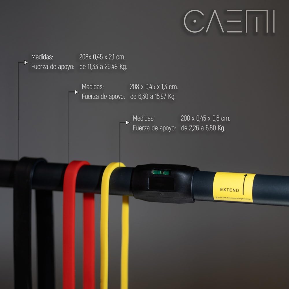 CAEMI Klimmzugstange für die Wand, verstellbar, 72-110 cm, bis 200 kg, Türreck ohne Schrauben, Pull