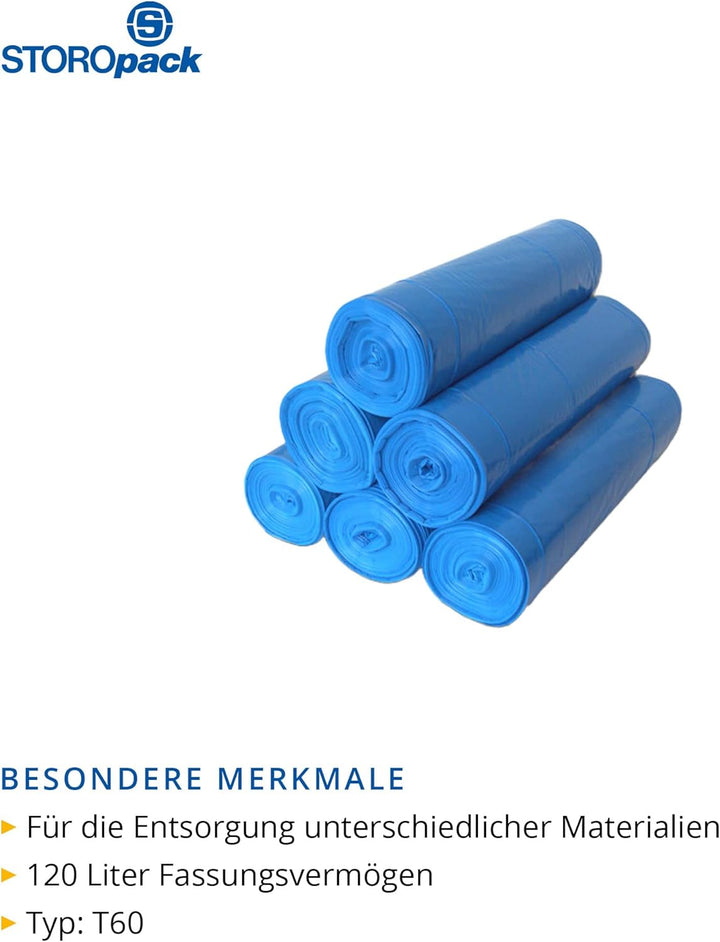 250 Stück Müllsäcke Müllbeutel blau 70 x 110 cm 120 Liter