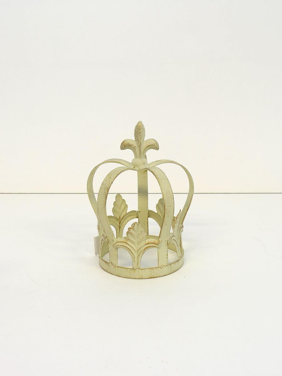 Pflanzkrone Metall Rankhilfe Shabby Chic altweiss Deko-Krone Vintage für Haus und Garten H: 21 cm -1
