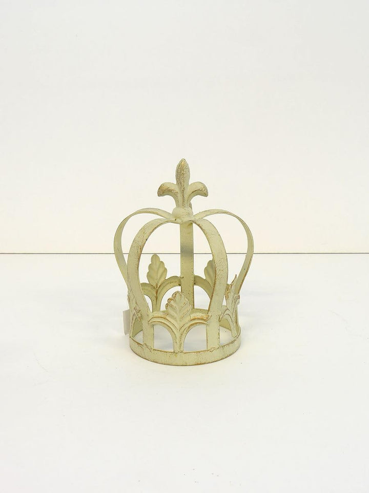 Pflanzkrone Metall Rankhilfe Shabby Chic altweiss Deko-Krone Vintage für Haus und Garten H: 21 cm -1