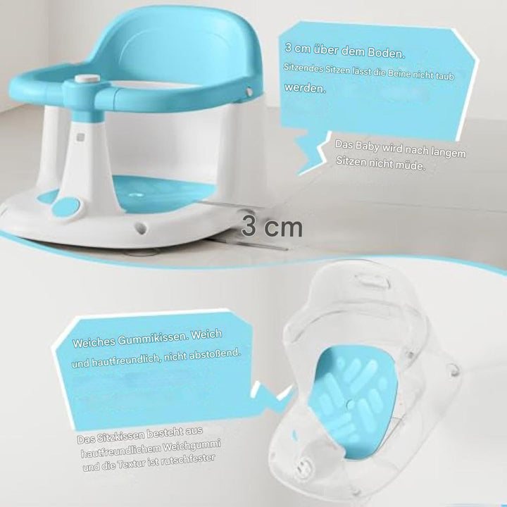 Badesitz Baby 6 Monate | Babybadsitz | Babys Badewanne Stuhl mit 4 Saugnapfern ohne Rutsch | Kleinki