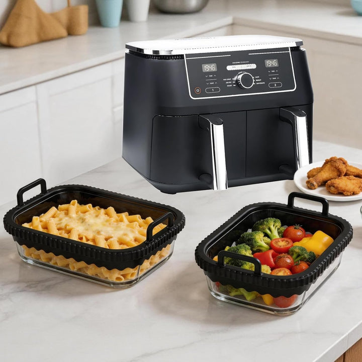2 Stück Auflaufform Airfryer mit Herausnehmbarer Silikongriffen für Ninja AF400EU/DZ400EU/AF500EU fü