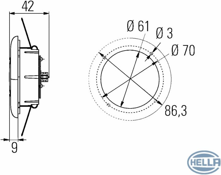 HELLA - Innenraumleuchte - SpotLED TE155 - LED - 24/12V - 2W - LED - geschraubt/Federbefestigung/Ein