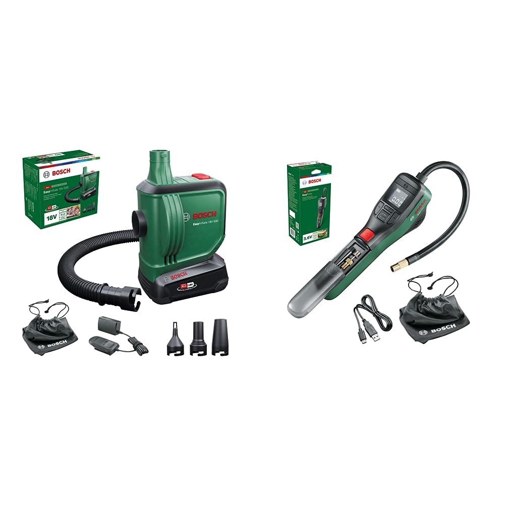 Bosch elektrische Luftpumpe/Luftpumpe für Luftmatratze EasyInflate 18V-500 & Fahrradpumpe/Luftpumpe/