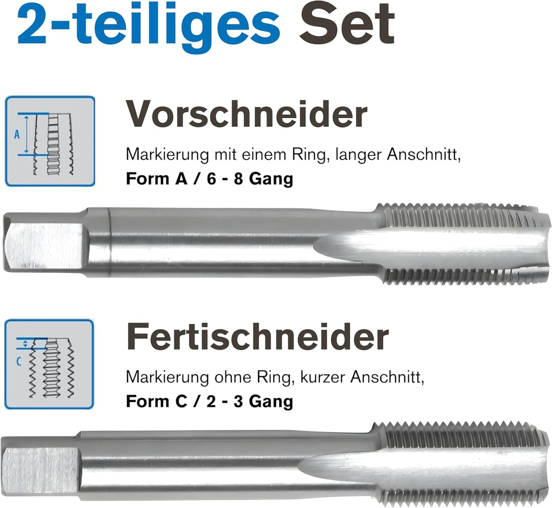 GSR PROFI Gewindebohrer MF20x1,5 Satz HSSG 2 teilig | Vorschneider, Fertigschneider | Handgewindeboh