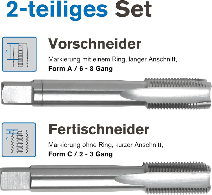 GSR PROFI Gewindebohrer MF20x1,5 Satz HSSG 2 teilig | Vorschneider, Fertigschneider | Handgewindeboh