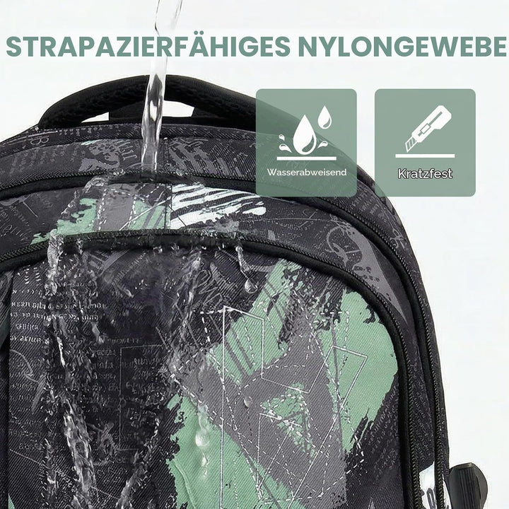 Amythe Schulrucksack Jungen Teenager, Rucksack Schule Gymnasium Oberstufe Schulranzen mit Trolley-Gu
