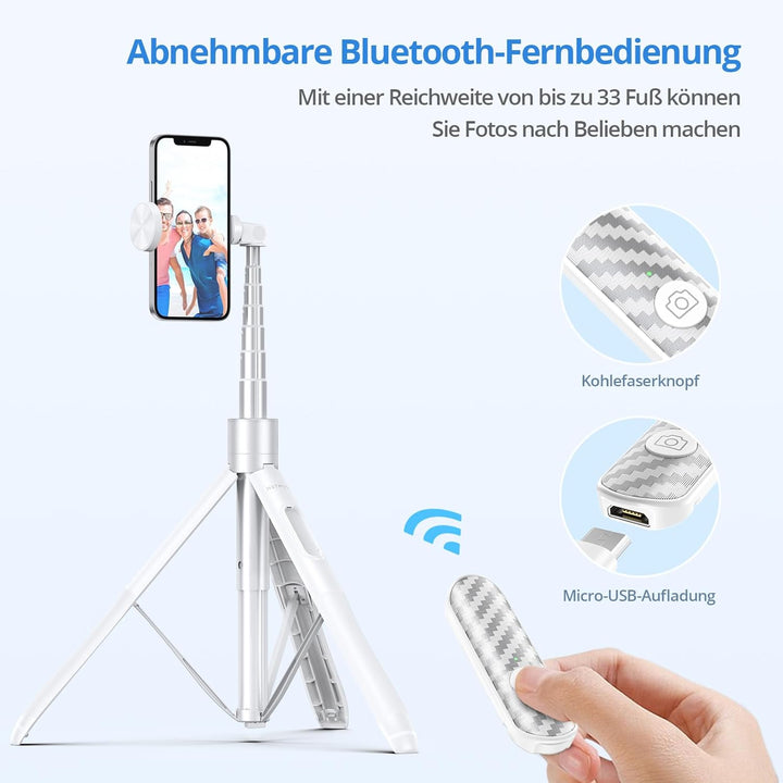 ATUMTEK 150CM Selfie Stick, TikTok Selfie-Stick mit Hochbelastbarem Aluminium und Rutschfesten Handy