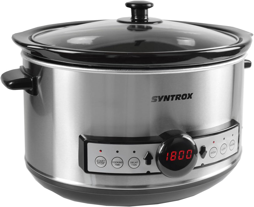 Syntrox 4,5 l Slow Cooker | Schmortopf | Schongarer | Multikocher Snittai, Edelstahl Küchengerät, mi
