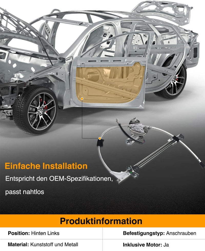 Frankberg Fensterheber mit Motor Hinten Links Kompatibel mit Cherokee KJ SUV 2001-2008 55360035AA