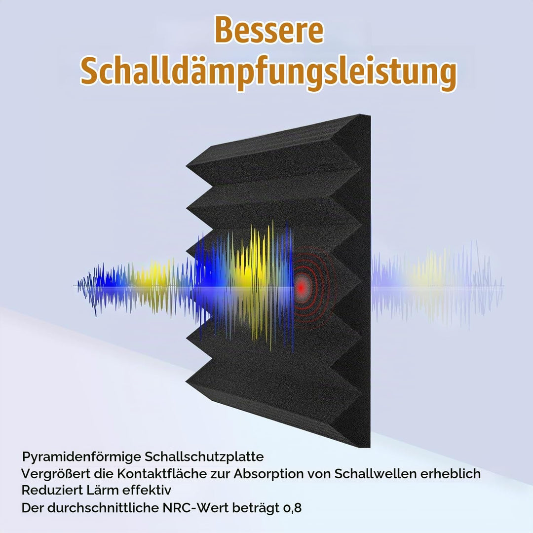 Akustikpaneele selbstklebend 12 Stücke,Akustikschaumstoffplatten Schallabsorbierende Platten Keile S