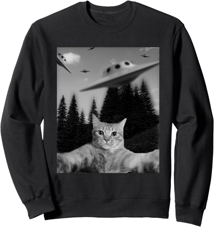 Lustige Katze Selfie mit Alien UFOs Sweatshirt