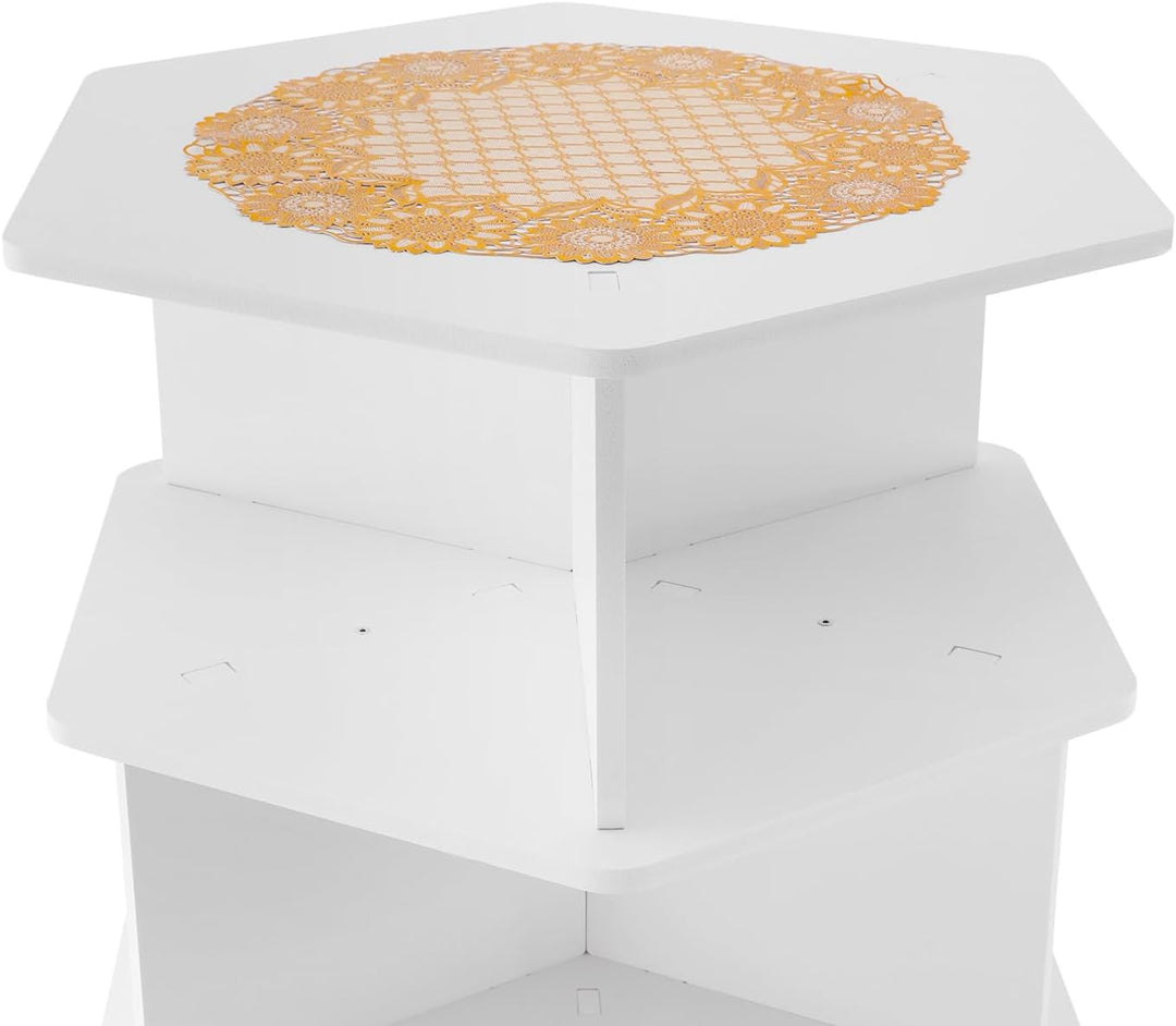 7 Stufen Rotierendes Schuhregal Weiss PVC 360 Grad Drehbar Höhe 165.5cm 30x30cm Grundfläche 21 Fäche