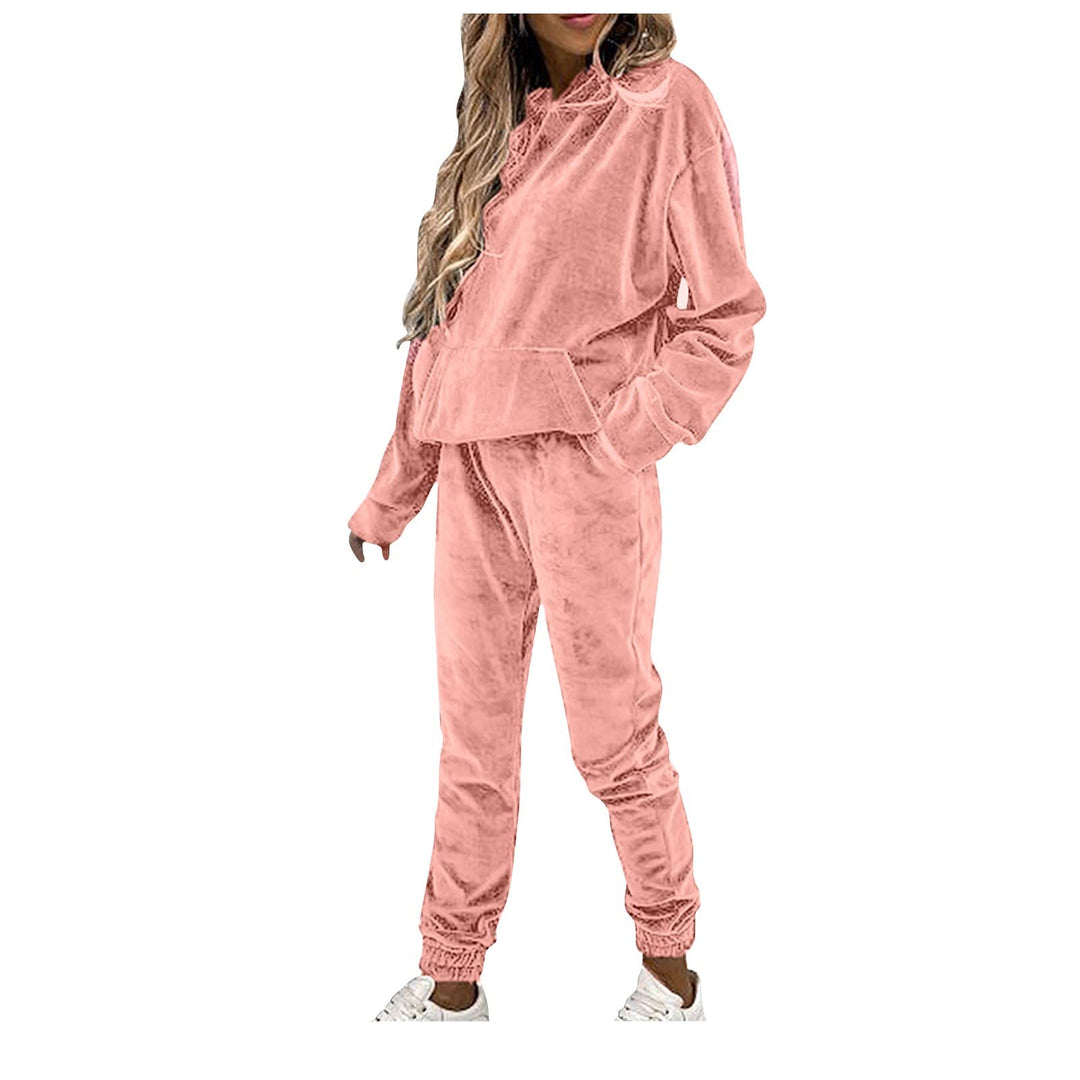 Ansenesna Hausanzug Samt Damen Velour Plüsch Winter Elegant Jogginganzug Frauen Mit Kapuze Freizeita