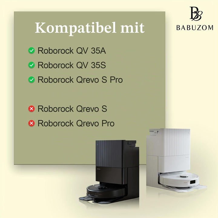 Zubehör für Roborock QV 35A / QV 35S Staubsauger, 2 Hauptbürste, 4 Hepa-Filter, 4 Wischtücher, 6 Sta