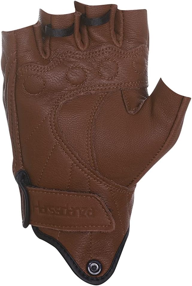 Harssidanzar Herren Vollfinger Ziegenleder Touchscreen Motorrad Fingerlose Handschuhe GM037EU L Satt