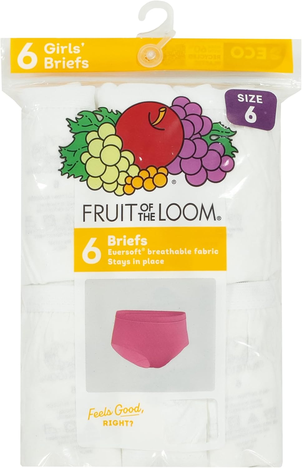 Fruit of the Loom Mädchen Unterhose 6 Slip - 6er-pack - Weiss 6, 6 Slip - 6er-pack - Weiss
