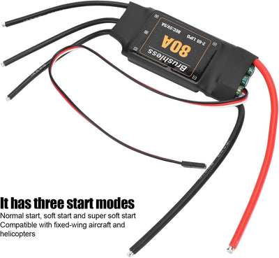 RiToEasysports Brushless ESC, 80A Hochpräziser RC-Elektro-Drehzahlregler ESC RC-Flugzeugzubehör für