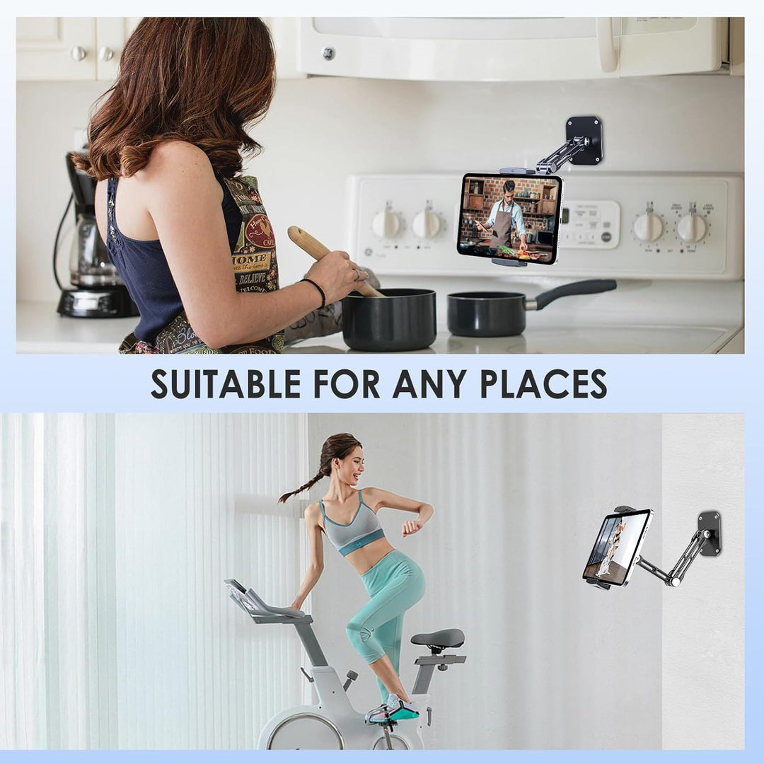 Lucrave Tablet Wandhalterung, Aluminium ausziehbare iPad Wandhalterung, mit 360° drehbarer Basis ein