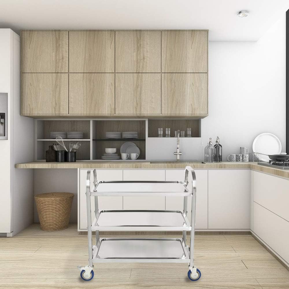 Flyelf 3 Etagen Küchenwagen, Küche Auto Regal Utility/Service Cart Trolley Küche Legen mit Rollen, E