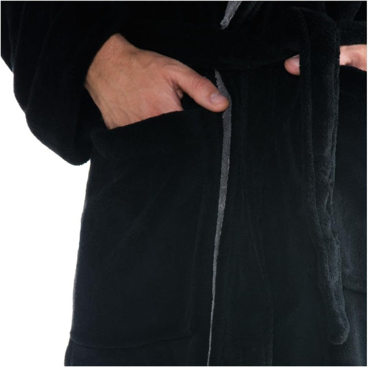 CelinaTex Nevada Bademantel Damen Herren L schwarz anthrazit Mikrofaser Saunamantel Coral Fleece Mor