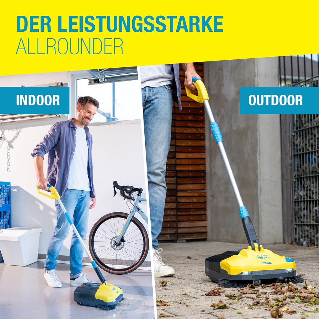 GLORIA Akku-Kehrmaschine EasySweep 18V | Elektrischer Akkubesen & Kehrbesen für Indoor & Outdoor | E