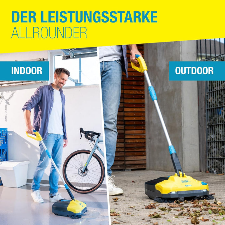 GLORIA Akku-Kehrmaschine EasySweep 18V | Elektrischer Akkubesen & Kehrbesen für Indoor & Outdoor | E