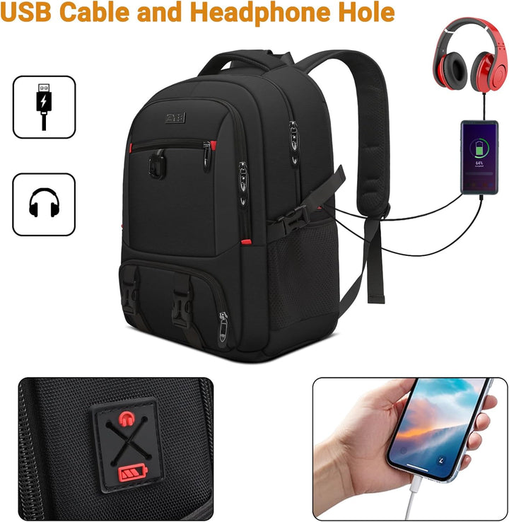 ZYB Laptop Rucksack 17,3 Zoll, Gross Laptop Backpack 17 Zoll Rucksack Herren Damen Wasserdicht Erwei