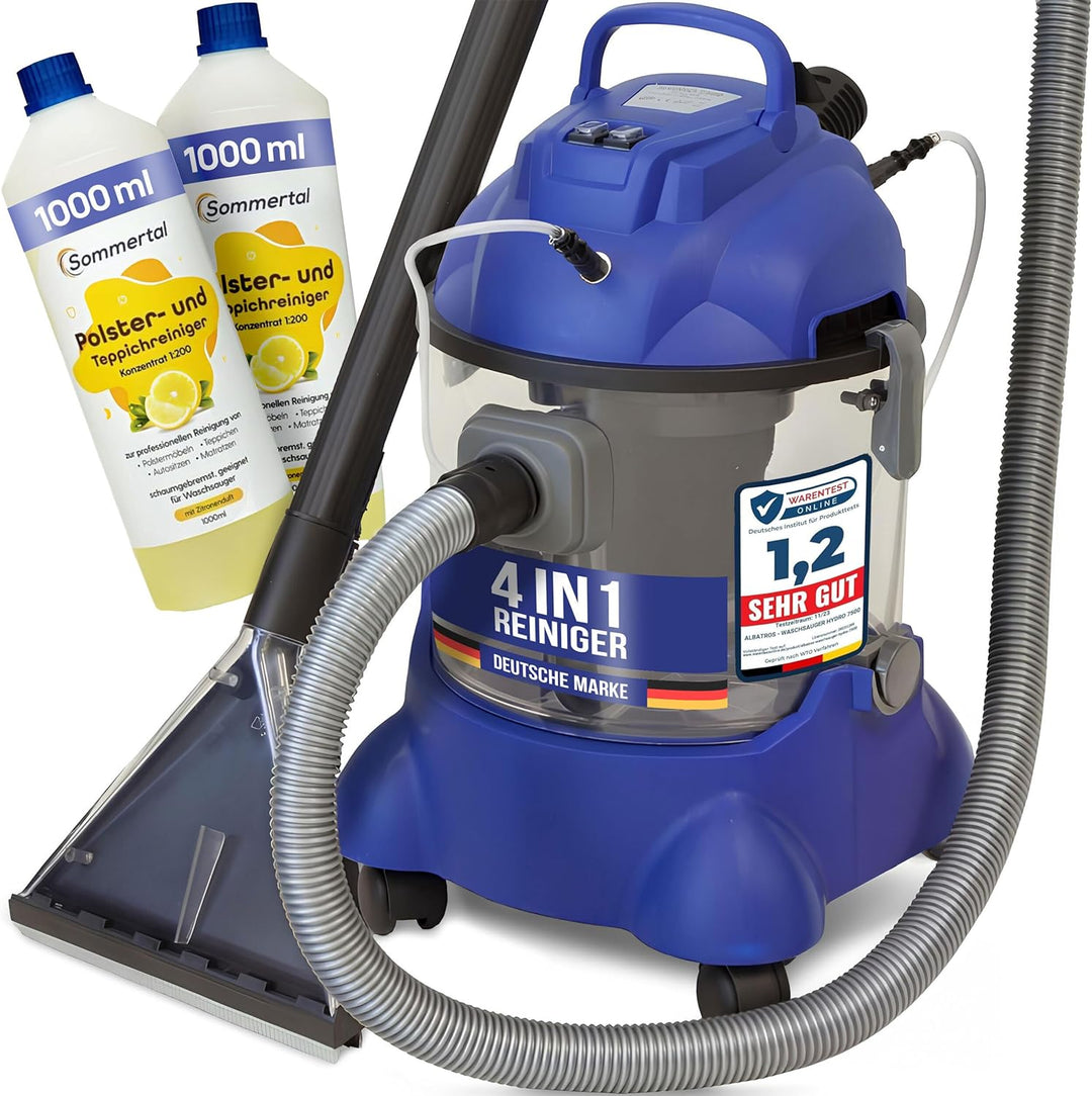 Albatros Waschsauger Polster HYDRO 7500 + 2l Reinigungs-Shampoo - 4in1 Polsterreiniger Gerät Beutell