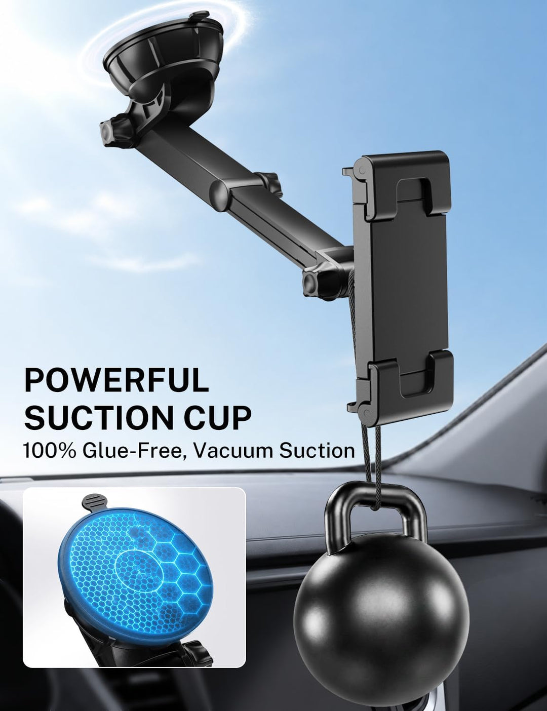 PLDHPRO Tablet Halterung Auto Vorne, Tablethalterungen Auto für LKW Armaturenbrett &amp; Windschutzschei