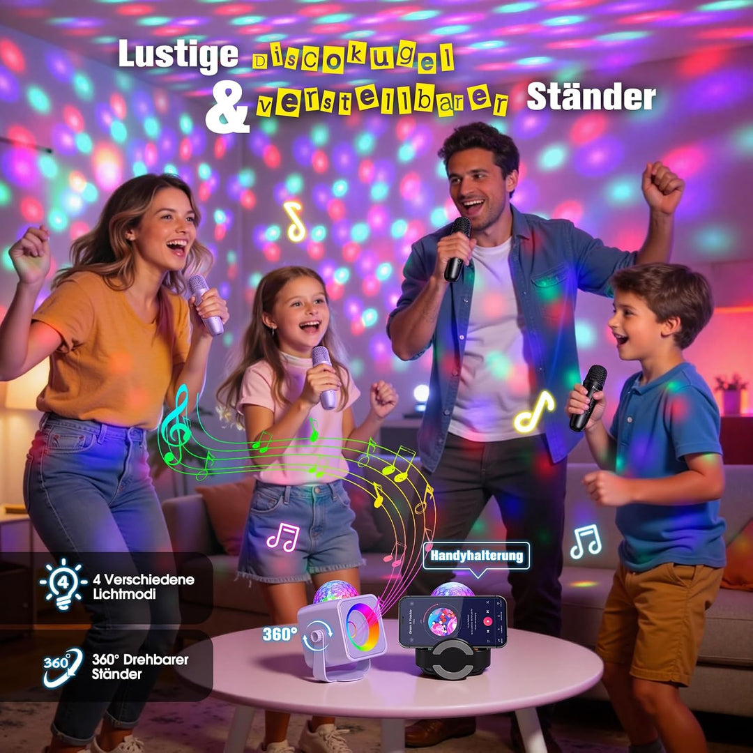 Dislocati Karaoke Maschine Mit 2 Bluetooth Mikrofon Kinder, Geschenk Mädchen 3-15 Jahre, Musik Spiel