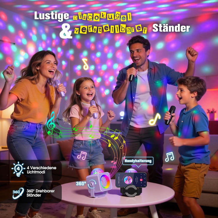 Dislocati Karaoke Maschine Mit 2 Bluetooth Mikrofon Kinder, Geschenk Mädchen 3-15 Jahre, Musik Spiel