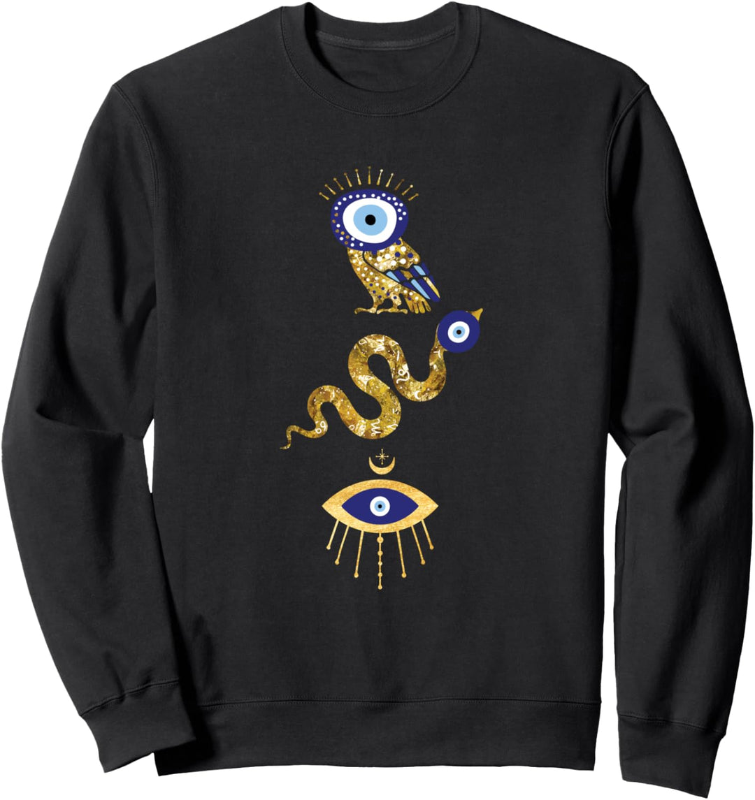 Böses Auge Schlange und Eule - Fluch Schutz Kunstdruck Sweatshirt