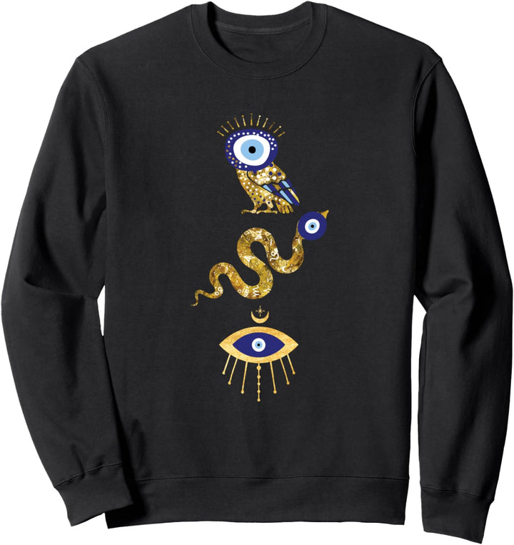 Böses Auge Schlange und Eule - Fluch Schutz Kunstdruck Sweatshirt