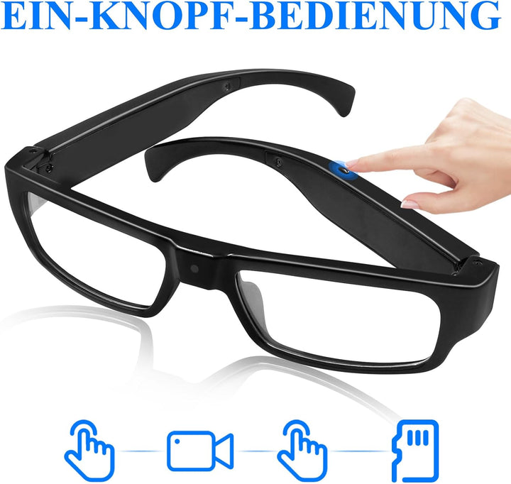 LXMIMI Kamera Brille, Brille Mini Kamera 1080P Sport Brille Kamera, Mini Action Kamera Unterstützung