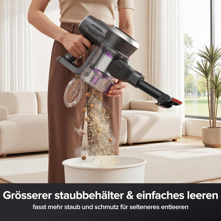 Lubluelu Akku-Staubsauger 48KPa 450W | Kabellos bis 50 Min Laufzeit | Faltbares Knickrohr | Anti-Tan