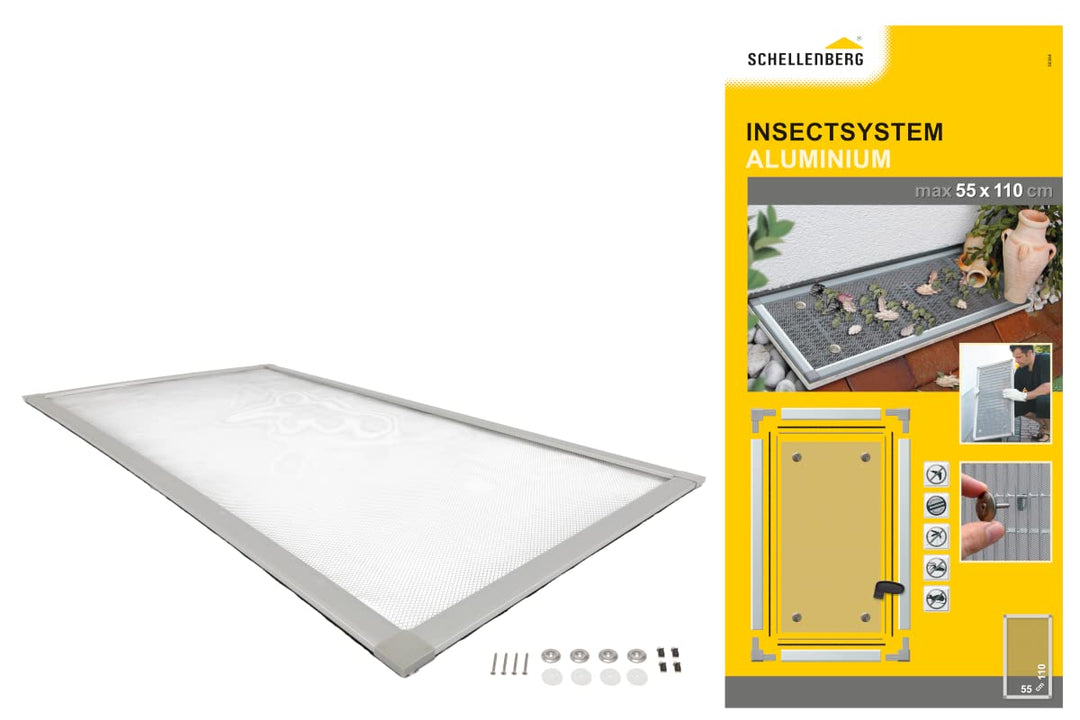 Schellenberg 50364 Lichtschachtabdeckung mit Alu-Rahmen Sauberer Lichtschacht 55 x 110 cm Aluminium-