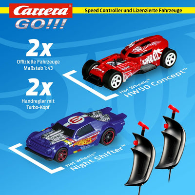 Carrera 20062553 GO!!! Rennstrecken-Set I Hot Wheels I 6,4 m elektrische Rennbahn mit Streckenteilen