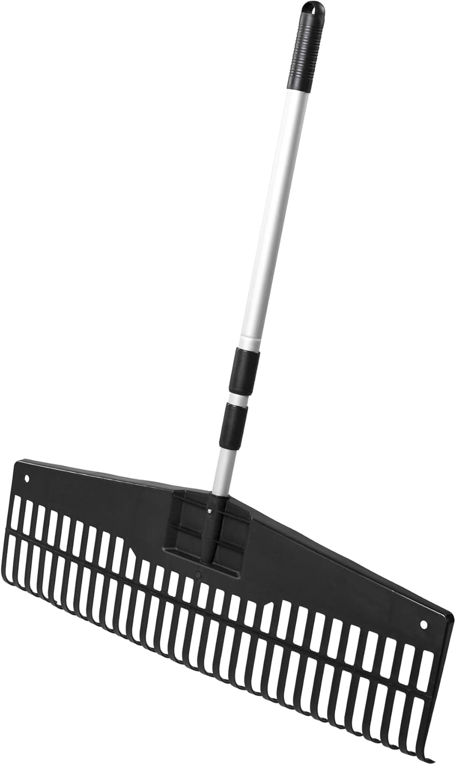 UPP Jumbo Garten Rechen: stufenlos von 75cm - 150 cm Aluminium Teleskopstiel für effizientes Gartenr