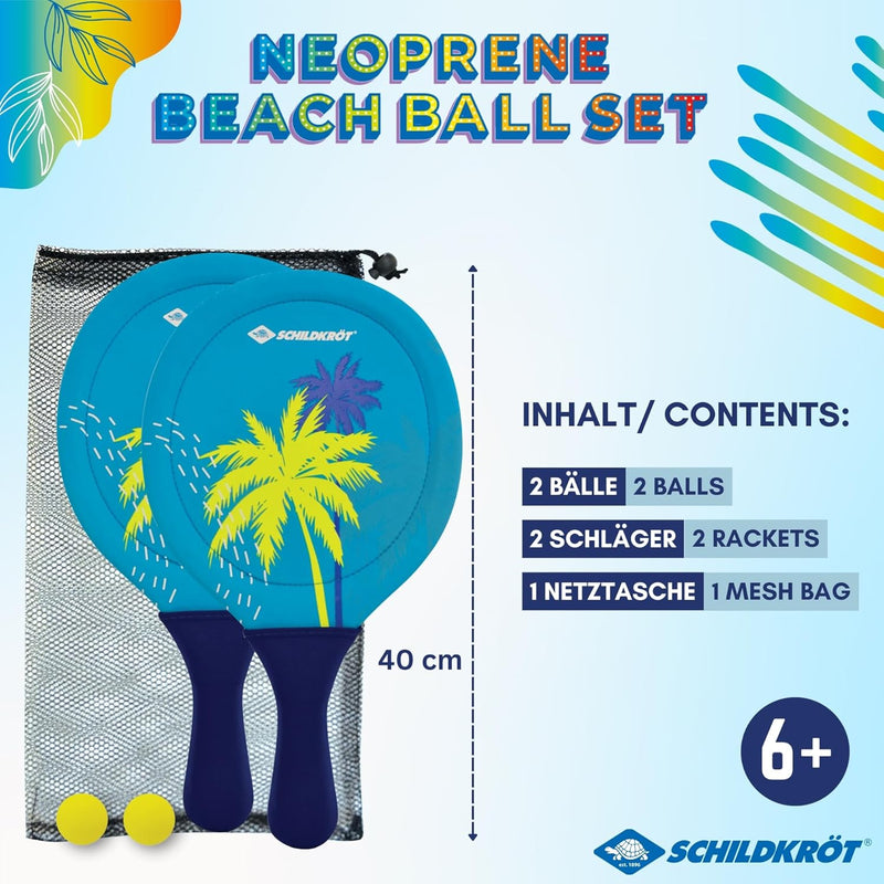 Schildkröt Neopren Beachball Set, 2 Schläger, 2 Bälle, in Netztasche, Verschiedene Farbstellungen wä